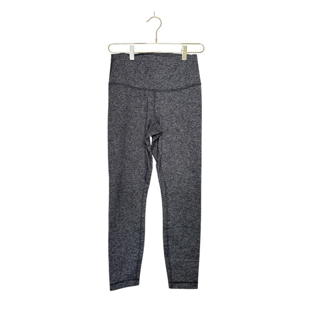 Lululemon Wunder Under High Rise Leggings Black White Herringbone Women 4